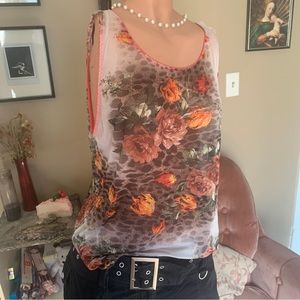 Vintage Roberto Cavalli Floral Mesh Tank